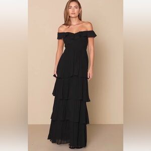 Lulu's Black Off-Shoulder Maxi Dress